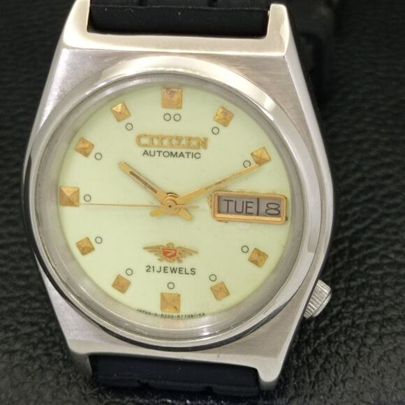Vintage 1976 Citizen Automatic Mens Silver Watch W/daydate & Radium accents - Picture 3 of 9
